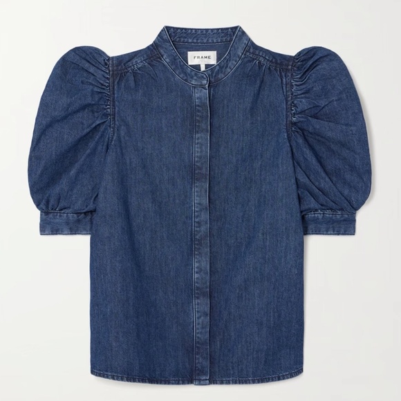 Blue Short Sleeve Denim Top - Picture 7 of 10
